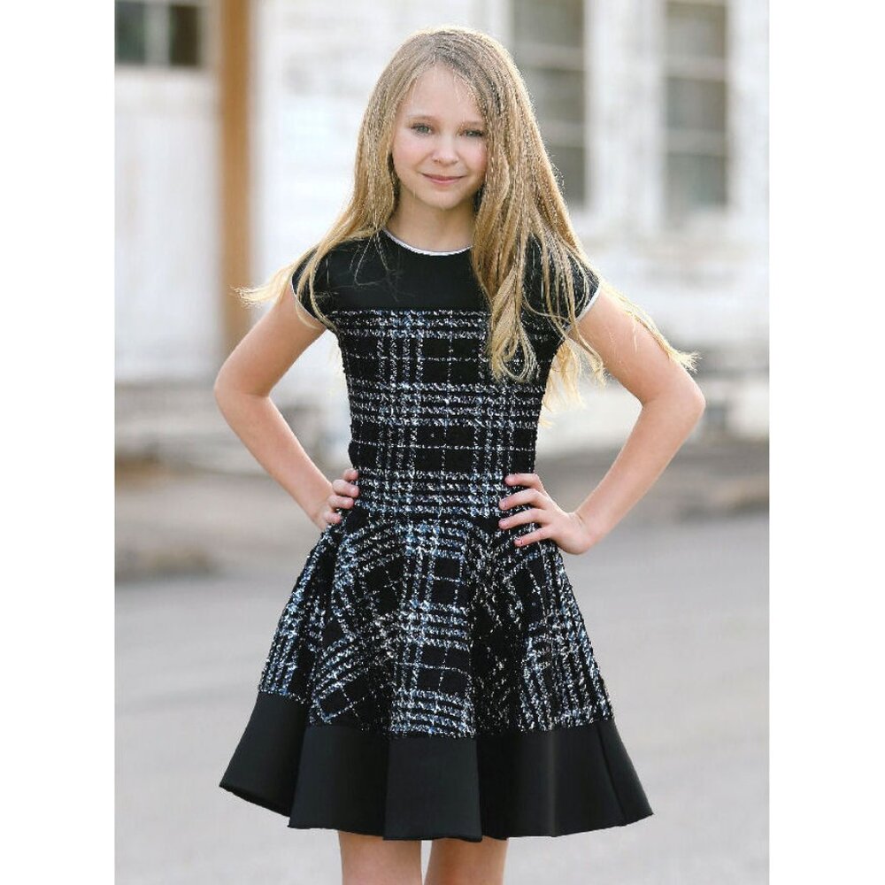Dolls &‎ Divas Girls Silver & Black Formal Skater Dress | Size 8 | NWT